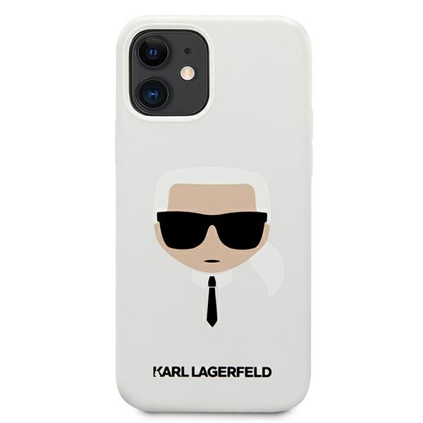 Pouzdro KARL LAGERFELD Apple iPhone 12 Mini Silicone Karl`s Head White Hardcase